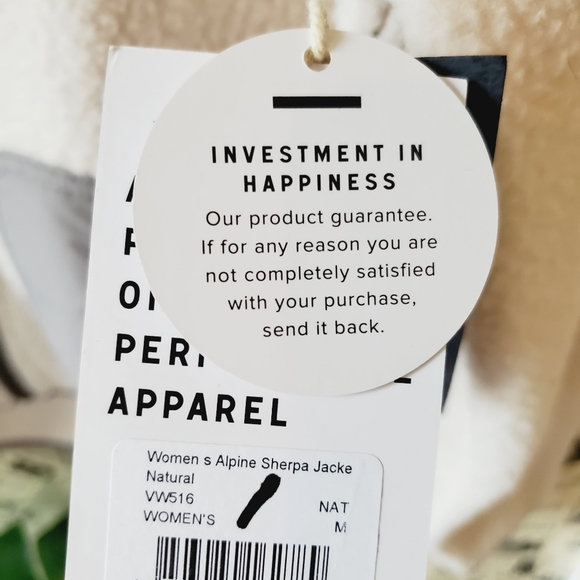 [ NWT ] Vuori Womens Alpine Sherpa Jacket $138 Natural Soft Long Sleeve Medium - Picture 9 of 10